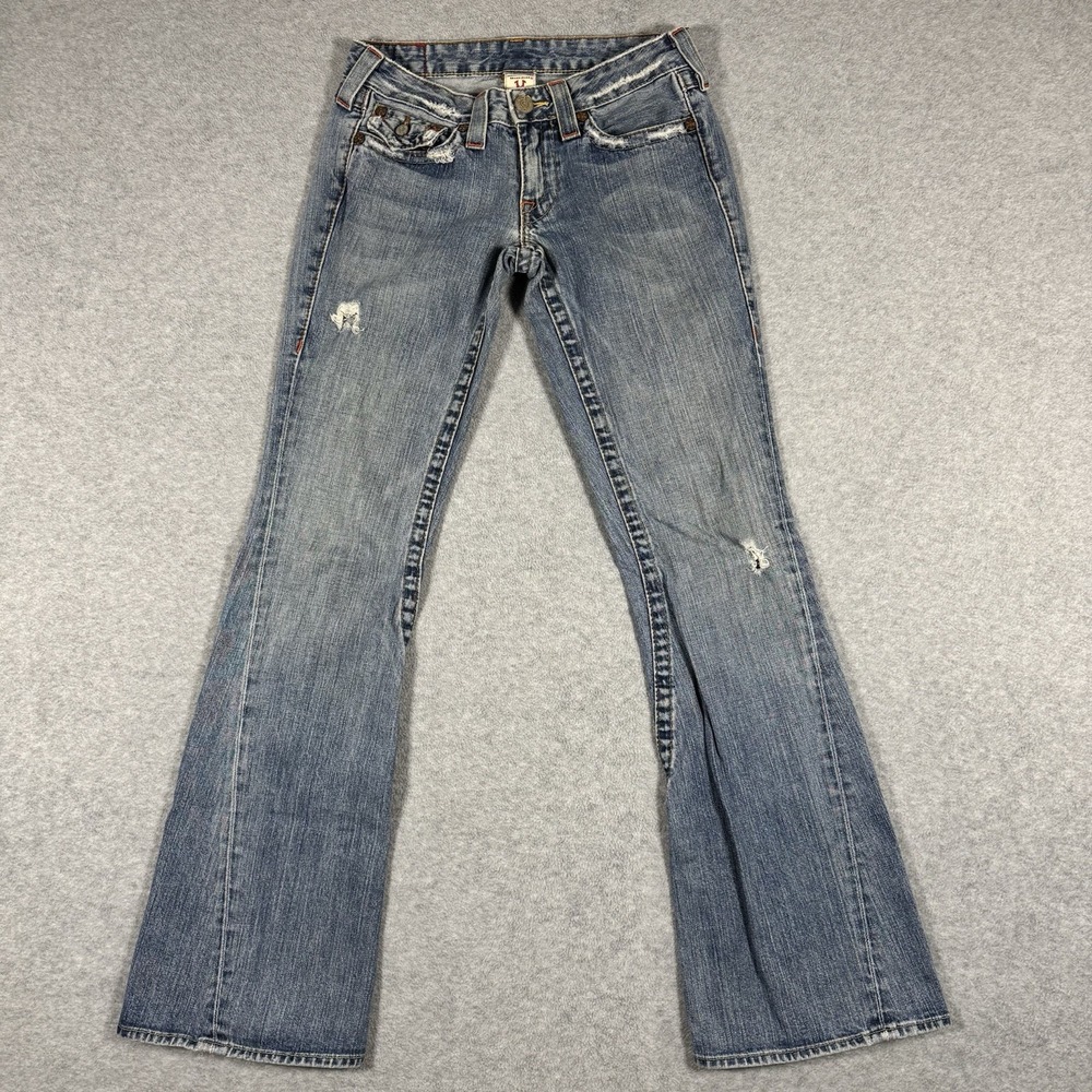Y2K True Religion Joey Jeans Women's 27 Blue Distressed Low Rise Made in USA